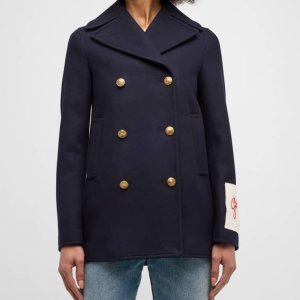 골든구스 울 더블 버튼 버튼 Wool DoubleBreasted Button Peacoat prod252300337DARK BLUE