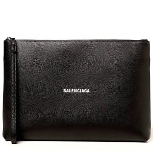 발렌시아가 로고 스트랩 지퍼 클러치 블랙 6559261IZI31090