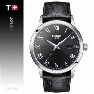 티쏘 클래식 드림 쿼츠 블랙 남성 시계 42mm 가죽밴드 T129 410 16 053 00 47670981