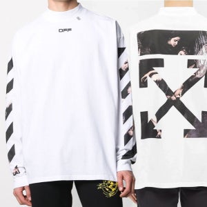 오프화이트 OFFWHITE 카라바지오 애로우 모크넥 티셔츠 오버핏 OMAB032S201850040188 OMAB032S201850040188