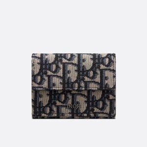 디올 오블리크 자카드 코인 3단 지갑 2OBBC110YSE 트리폴드 반지갑 H05E