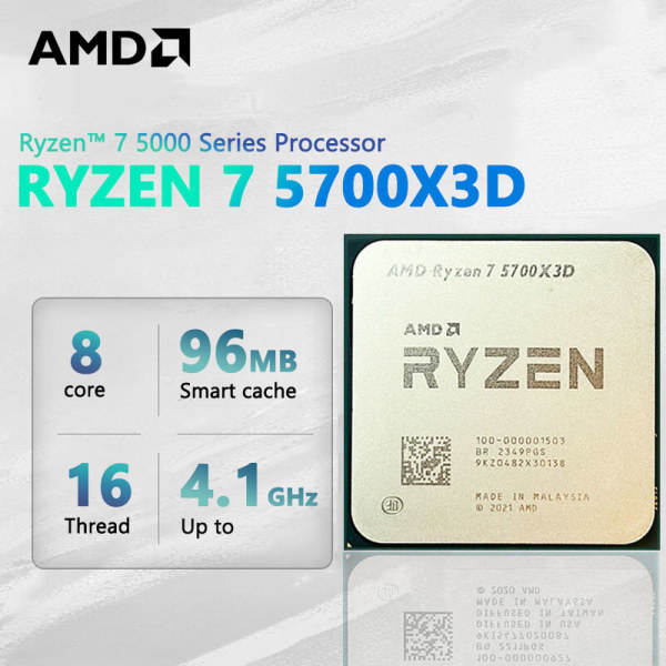 AMD 선풍기 없는 CPU 프로세서 Ryzen 7 5700X3D 신제품