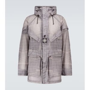 스톤아일랜드 리플렉티브 그리드 온 Lamy-TC 재킷 그레이 남성 P00527407