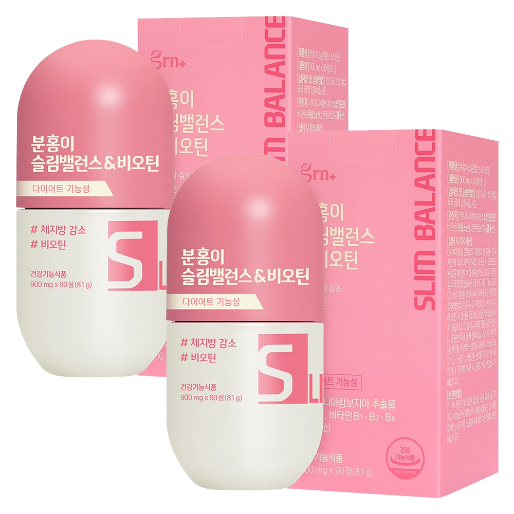 <b>GRN</b> 분홍이 슬림밸런스 &amp; 비오틴 활력 <b>에너지</b> 다이어트식품 81g  90정  2개