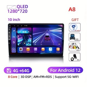 10인치 8코어 4G RAM 64G ROM 11, GPS 카 라디오 스테레오 2 DIN QLED 스크린 GPS DSP+카 플레이어+ 4G+5G +7색 조명 AHD 카메라 포함