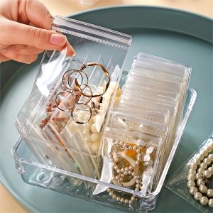 10pcs 항산화 보석 상자 귀걸이 귀 스터드 목걸이 손 보석 상자 휴대용 귀걸이 반지 투명 서랍 보관 상자, 책상 정리함, 미적 방 장식, 가정 장식, 주방 액세서리, 욕실
