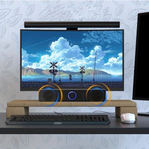 PC용스피커 컴팩트 데스크탑 스피커 - 생동감 넘치는 컬러 디자인, 스테레오 사운드, 깊은 베이스와 선명한 트렙블, USB 전원 공급, 노트북 및 컴퓨터용 (블랙)