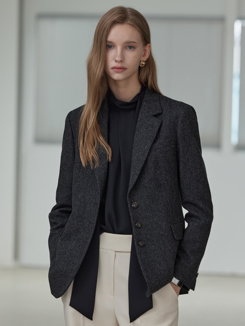 [히이크] Tailored Merino Wool Jacket_Dark Gray