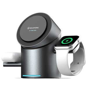 신지모루 Qi2 3in1 무선충전 맥세이프 M 윙 터보 애플 워치 거치대  블랙메탈  1개 SINJIMORU_3in1_Qi2Cir