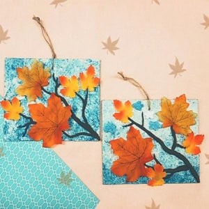 가을하늘 붉게 물든 단풍나뭇잎 사이로 - 10인세트 가을만들기 어린이미술수업