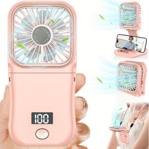 디지털 디스플레이가 있는 휴대용 미니 팬, 초박형 접이식 넥 팬, USB 충전식 3000mAh 배터리, 조절 가능, 3단 속도, 개인 냉각, 여행, 스포츠용