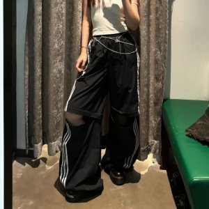 아디다스 아딜레니엄 탈부착 트랙 팬츠 와이드 블랙