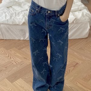 NVFelix 데님 와이드 레그 진 Y2K 스타일