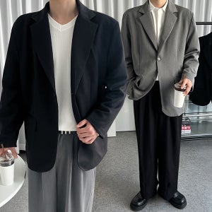 베이직 오버핏 싱글 블레이져 자켓