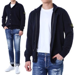 스톤아일랜드 와펜패치 버튼집업 니트 가디건 (네이비)8115547A3 A0020