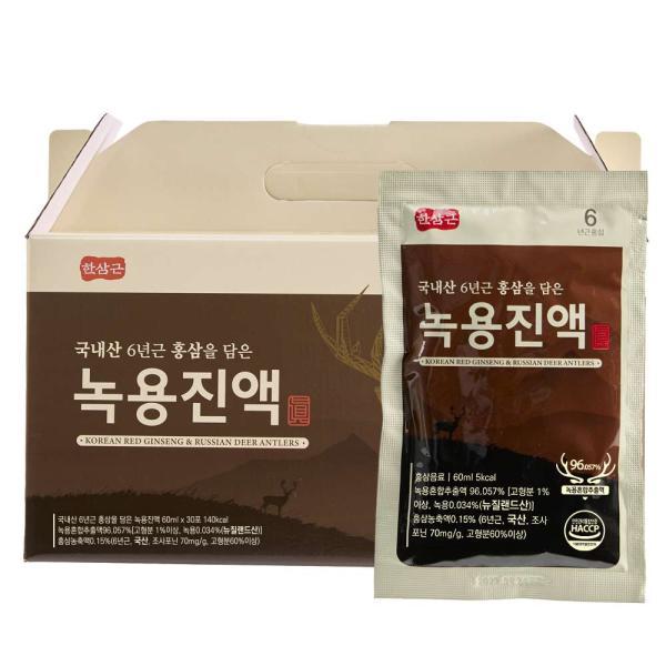 <b>한삼근</b> 홍삼 담은 <b>녹용진액 60ml</b> x 30포 10% 할인