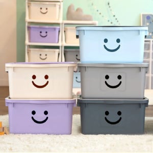 모던 와이드 해피박스 1P/2P/4P 블럭 장난감 정리 리빙박스 펜트리 다용도 수납