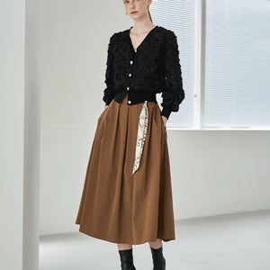 플리츠 롱스커트 스카프세트 LL10SK101