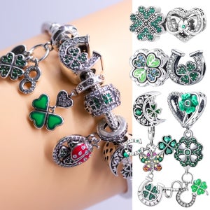 [베리스톤주얼리] 베리스톤 네잎클로버 실버 클립 댕글 참 ( 판도라팔찌 판도라목걸이 호환 생일 선물 행운 초록 그린) VRJPCC240828S-COLLECTION