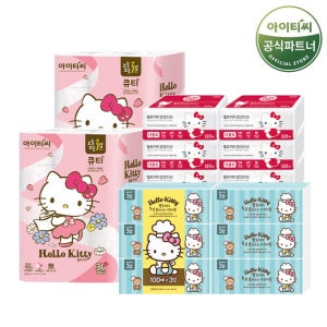 큐티세트 (키티 3겹60롤+팝업티슈6개+키친타올6롤)화장지 세트