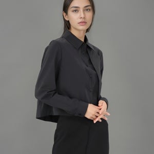 [아쿠드] Layered Cropped Shirt _Black