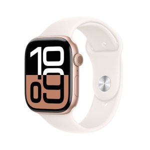 Apple 애플워치10 46mm, GPS 로즈골드 알루미늄,라이트 블러시 스포츠밴드, S/M - MWWT3KH/A