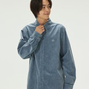 [리] 하우스 로고 다잉 코듀로이 셔츠 차콜 LE2403SH08CH