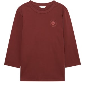 [헤지스 여성] [반값세일][면100] 브라운 자수 장식 7부소매 티셔츠 HSTS4CC70W2