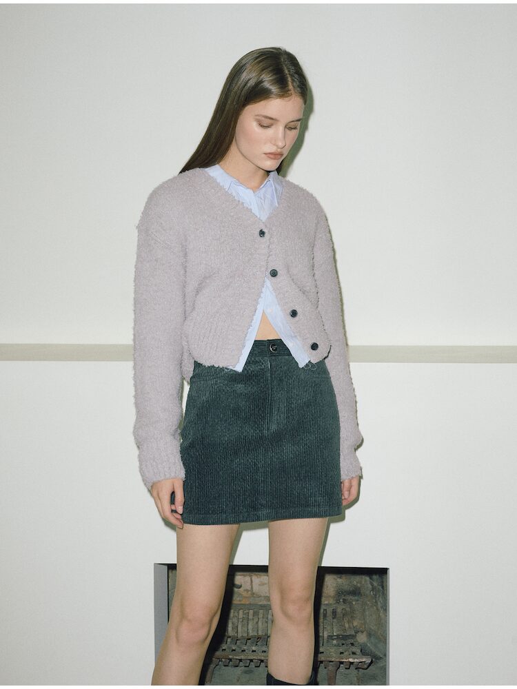 [에트몽] Corduroy Mini Skirt, Blue Green 녹색 ETMON040