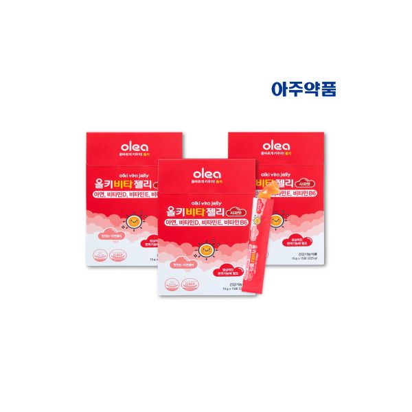 <b>아주약품</b> 올키 비타젤리 사과맛 3박스 <b>어린이</b> 멀티비타민 아연 비타민D  225g