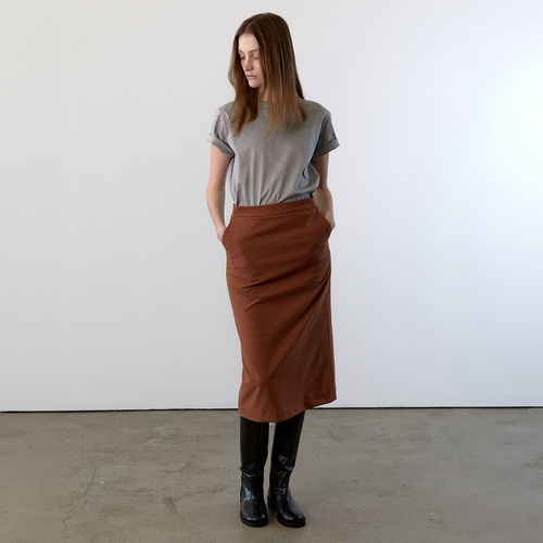 [떼뚜] H line midi skirt (brick)
