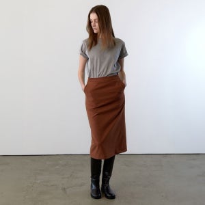 [떼뚜] H line midi skirt (brick)