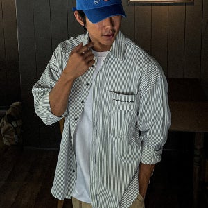 (XL-6XL)칸다치 스트라이프셔츠[FLOW,빅사이즈]