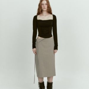 [아수라] WIDE SQUARE SHIRRING T (BLACK) A24FWTS47BK0F