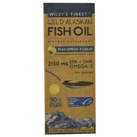 와일리즈 파이니스트 와일드 알래스카 <b>피쉬 오일 피크 오메가 3 리퀴드</b> 내추럴 레몬 8 1330.8ml