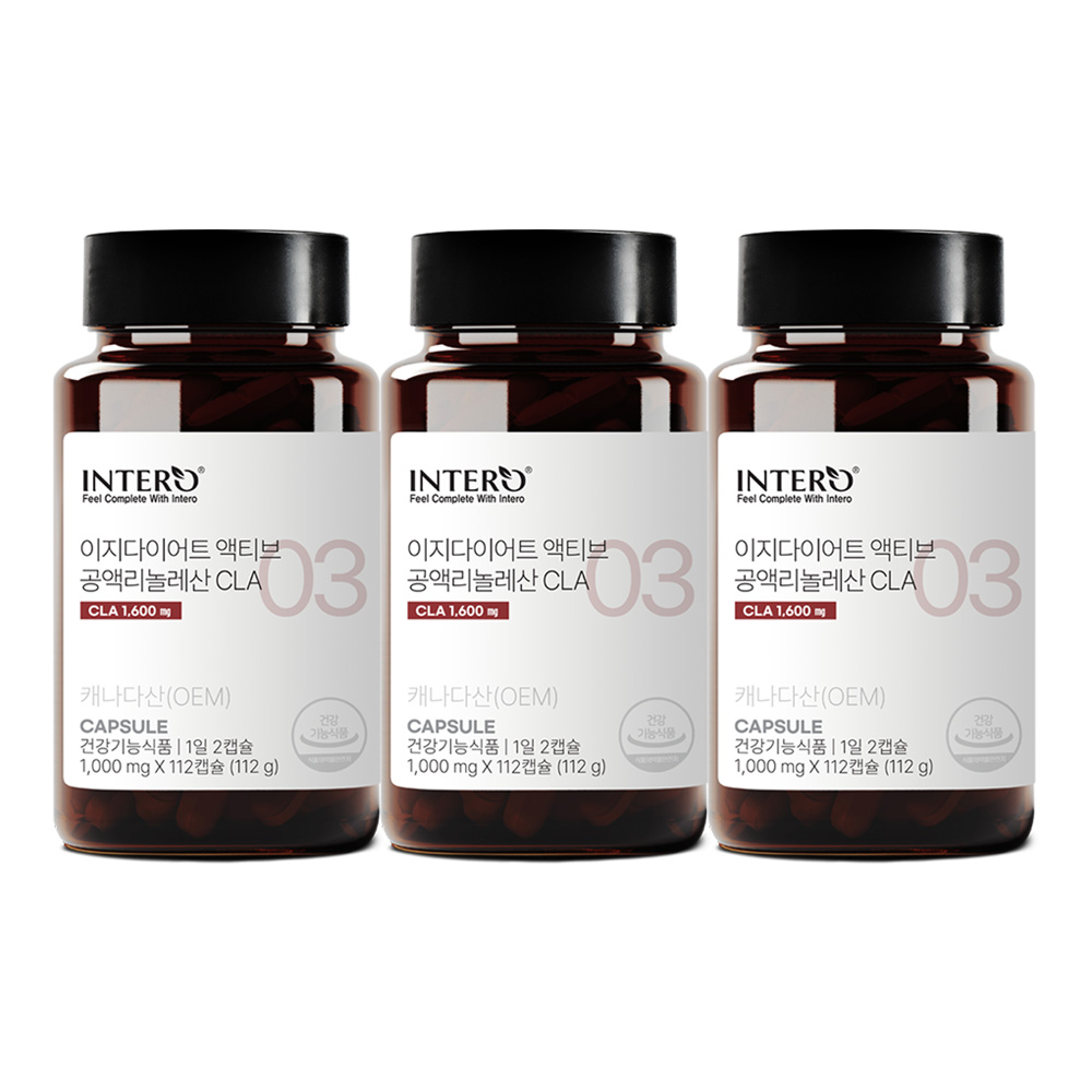<b>이지다이어트</b> <b>공액리놀렌산 CLA</b> 보조제 홍화씨오일 공액리놀레산  112정  3개