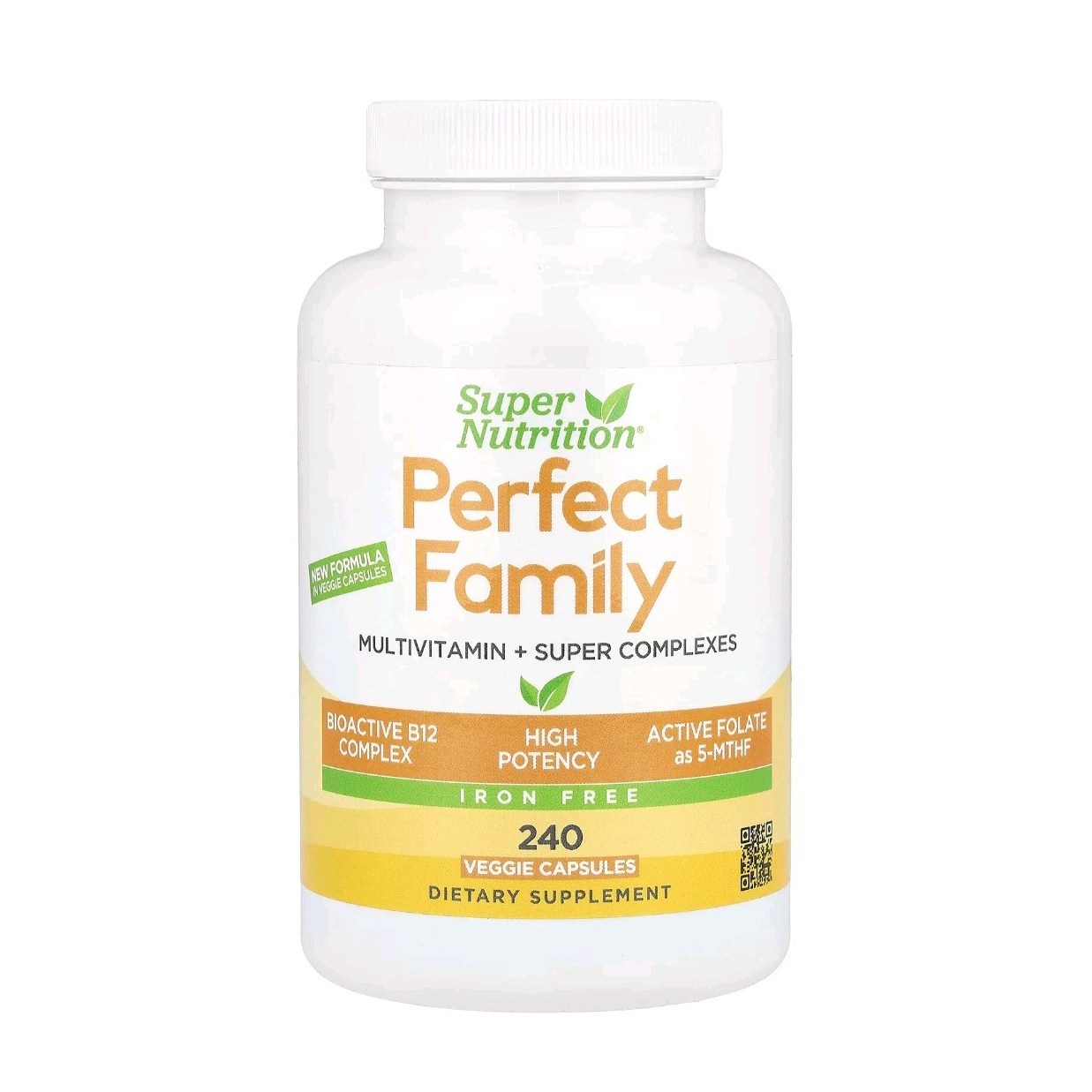 Super Nutrition <b>퍼펙트 패밀리</b> 에너지 보충 종합비타민 철분 무함유 식품 원료 베지 정제 240정  One Color  1개