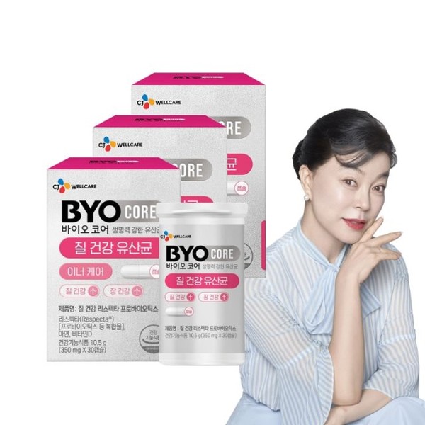 [씨제이제일제당] 바이오코어 <b>질</b> 건강 유산균 3박스(350mg x90캡슐) 3개월분