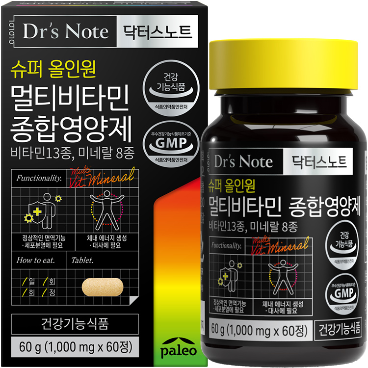 팔레오 닥터스노트 슈퍼 올인원 멀티비타민 종합영양제 1000mg x 60정