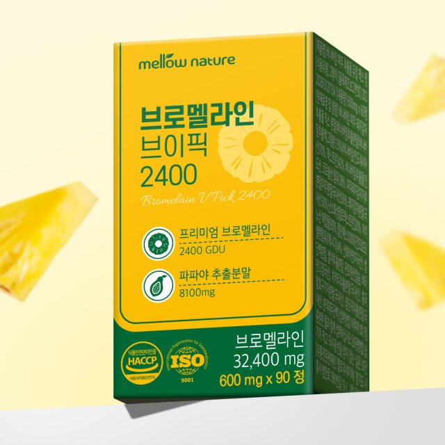 멜로우네이쳐 <b>브로멜라인</b> 브이픽 2400 600<b>mg</b> x 90정