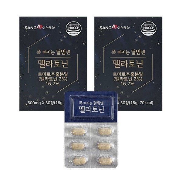 상아제약 식물성 멜라토닌 푹빠지는 달밤엔 멜라토닌 60정 1200mg 1+1