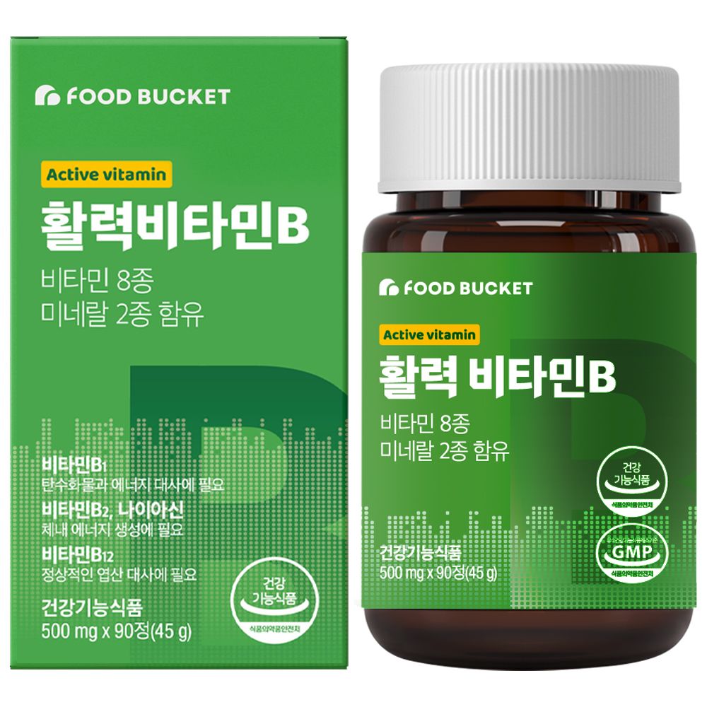 <b>푸드버킷</b> 활력<b>비타민</b>B 컴플렉스 비오틴 고함량 <b>비타민</b>B 90정1박스