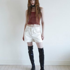 데어드 Stud Bleached Half Jeans