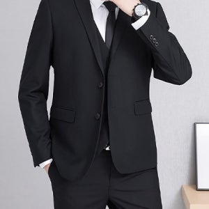 블랙 양장조끼 남자 정장세트 (자켓+양장조끼+바지)