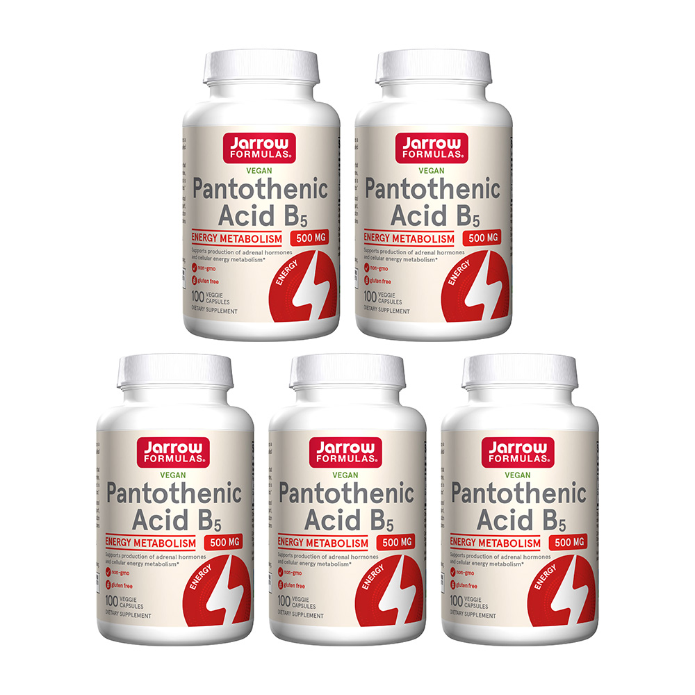 5개 포뮬러스 <b>판토텐산</b> 비타민 B5 500 mg 100 베지 캡슐 Jarrow  100개입 x 5개