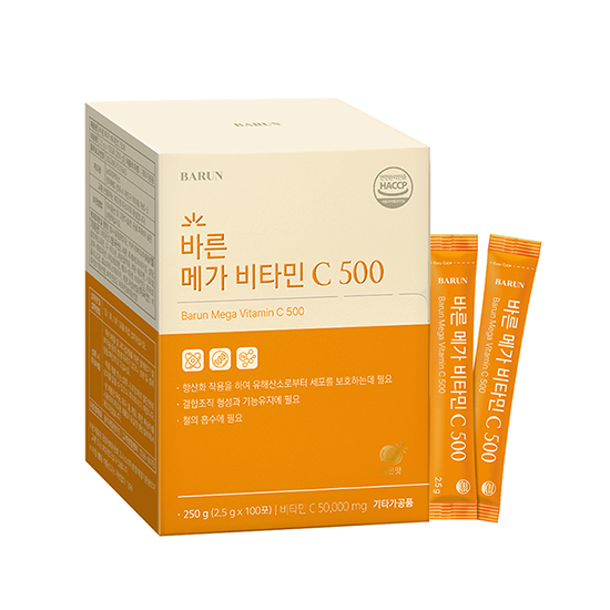 바른 메가 <b>비타민C</b> 영국산 분말 500mg (100포)  1개  250g