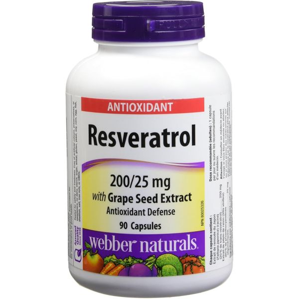 레스베라트롤 퇴행성 질환 <b>웨버 내추럴</b> 포도씨 추출물 200mg/25mg 90캡슐  2개  90정