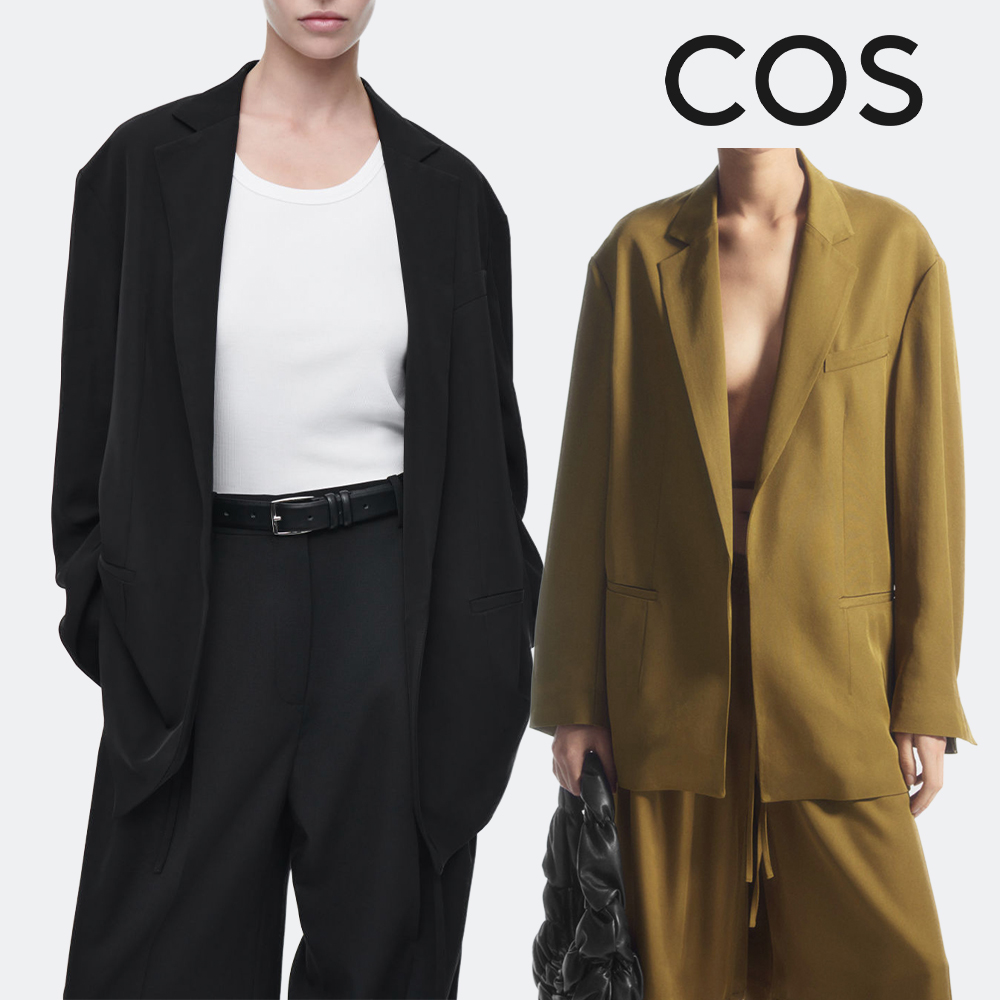 COS 코스 블레이저 디테일 오버사이즈 탑 재킷 카키그린