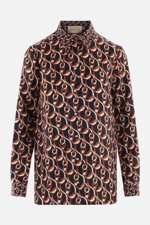 NB26 구찌 여성 셔츠 silk twill shirt with interlocking G chain print 772027ZAPCO1190