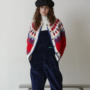 [그린버터] Boucle Nordic Cardigan (Red) 001